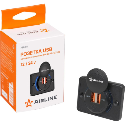 USB накладная розетка Airline
