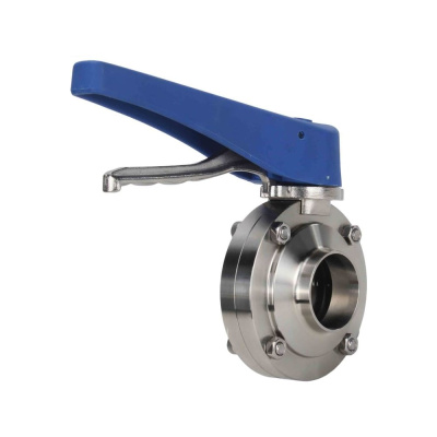 Дисковый затвор DN.ru 304-304-Sil-2W-W-H Ду25 Ру10 пищевая нержавеющая сталь, под приварку, рукоятка