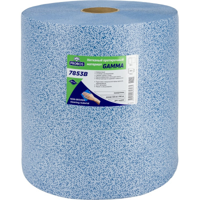 Нетканый протирочный материал PROBOS GAMMA 7853B, 85 г/м2, голубой, V-тиснение, 32x36см, 500л/рулон