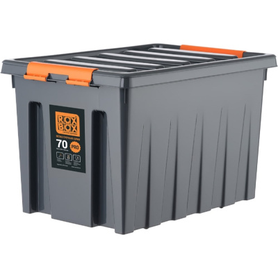 Ящик Rox Box п/п 590х395х370 мм с крышкой и клипсами, на роликах, PRO, 70 л