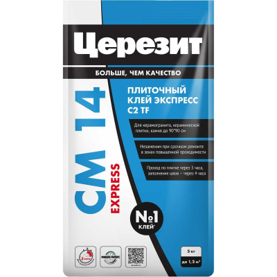 Быстрый плиточный клей для керамогранита Церезит Cm14 express