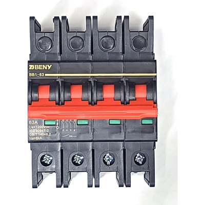 Автоматический выключатель постоянного тока ZJBeny 4П 63А В 1200V, BB1-63 4P 63 1200V