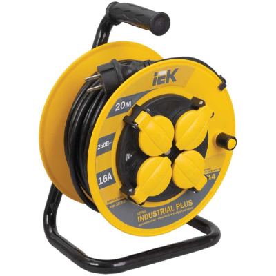 Удлинитель на катушке с термозащитой 4х20м УК20 3х1.5 IP44 IEK Industrial plus