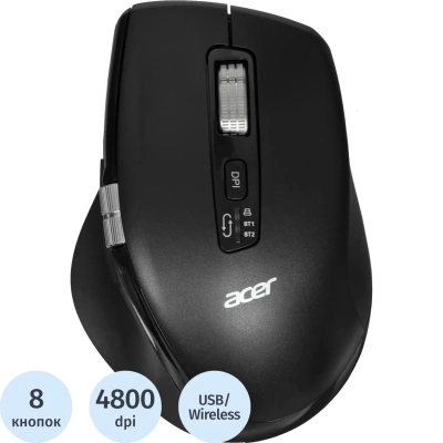 Мышь компьютерная Acer OMR406,черн,оптич,4800dpi,BT/Radio,USB(ZL.MCEEE.02W)