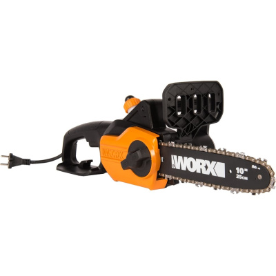 Цепная пила WORX WG305E эффективно справляется с заготовкой дров, работой с древесиной и обрезкой веток