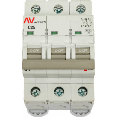 Автоматический выключатель EKF AV-6, 3P, 25A, 6kA, AVERES