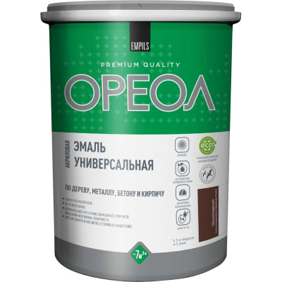 Эмаль акриловая полуматовая ОРЕОЛ универсальная шоколадная 2.5 кг