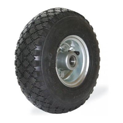 Колесо стальное с резиновой шинкой, 254 мм,под ось 20 мм, 254x4x20-SHR KAMA
