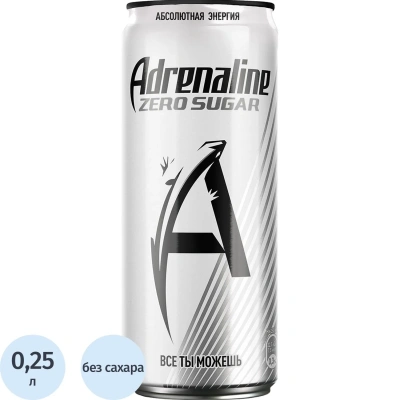 Напиток энергетический Adrenaline Rush без сахара, ж/б 0,25л