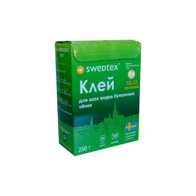 Сухой клей Swedtex ЛАЙТ для всех видов бумажных обоев, 250 г, 50 кв.м