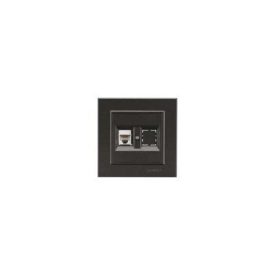Розетка компьютерная+гнездо MAKEL СП Karea 16А IP20 CAT 5 дымчатый металлик