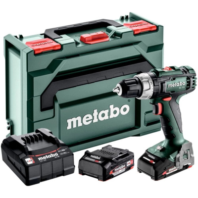 Аккумуляторная дрель-шуруповерт Metabo BS 18 L, 18 В, 1850 об/мин, с 2 АКБ 2 Ач и ЗУ, в кейсе metaBOX