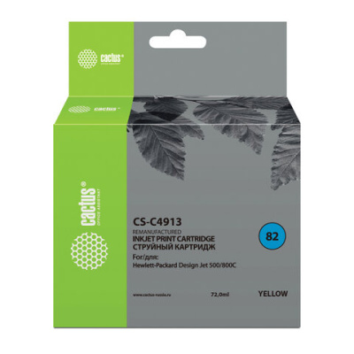 Струйный картридж Cactus №82 желтый, 72 мл, для hp dj