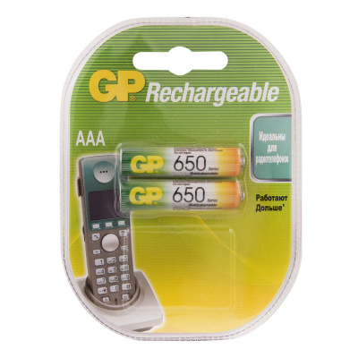 Аккумулятор GP 650mAh AAA GP65AAAHC-2DTECR2/ 65AAAHCRGY-2CRCB2 бл/2шт