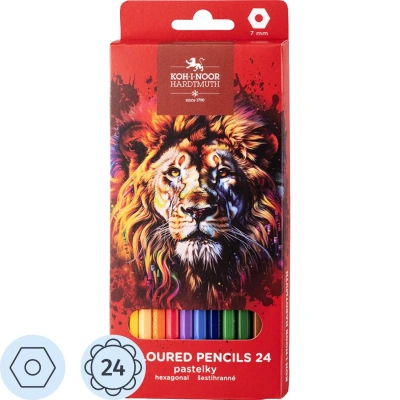Карандаши цветные RED LION 3554, 24цв\уп, картон.упак. с подвесом