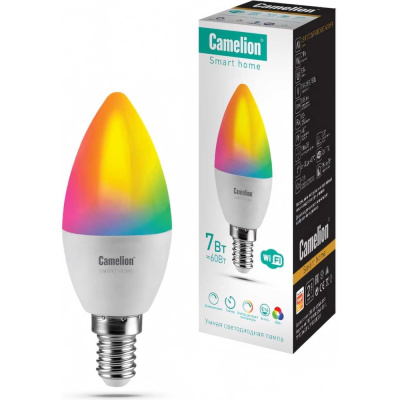 Дополнительные технические характеристики светодиодной лампы Camelion Smart Home LSH7/C35/RGBСW/Е14/WIFI 7Вт Е14