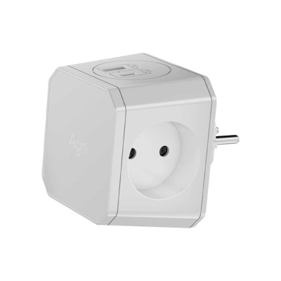 Разветвитель на 3 розетки AGNI 1 USB 18 Вт + 1 Type-C 20 Вт, белый TP-WJ2U3E-white