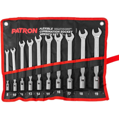 Набор комбинированных ключей от бренда Patron включает 10 предметов