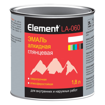 Эмаль алкидная ALPA Элемент LA-060 глянцевая, белая, 1.8л
