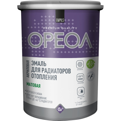 Эмаль для радиаторов отопления термостойкая матовая ОРЕОЛ 1.1 кг
