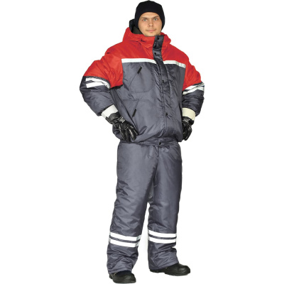 Зимний костюм URSUS СТИМ темно-серый/красный КОС634-303; 52-54, 170-176 – комплект из куртки и полукомбинезона