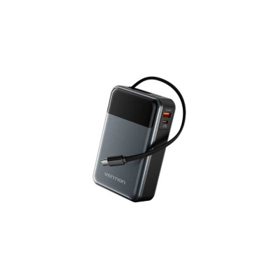 Power Bank VENTION 20000mAh (USB-C + USB-C/USB-A) со встроенным кабелем 65W с LED-дисплеем FHYB0