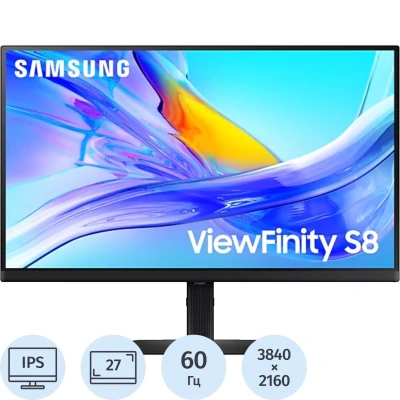 Монитор Samsung (LS27D804UAIXCI)27/UHD/IPS/60Hz/350cd/5ms/HDMI/DP/HAS