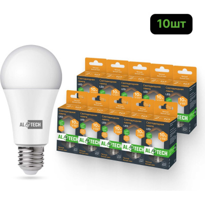 Лампочка светодиодная ALTECH LED Р60-10W-830-E27 10Вт груша теплый белый свет 10шт