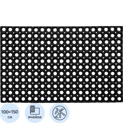 Коврик входной резиновый Luscan Professional 100x150х1,6 см черный