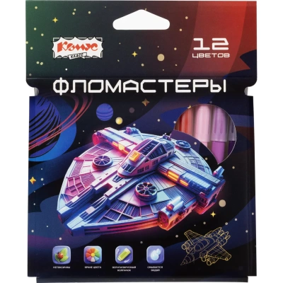 Фломастеры Комус Класс Star way 12цв. в наб., вентилир,смыв, карт. упак