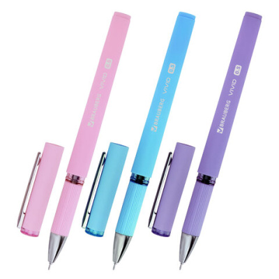 Ручка гелевая с грипом BRAUBERG "VIVID PASTEL", СИНЯЯ, корпус ассорти, игольчатый узел 0,5 мм, линия письма 0,35 мм, 144539