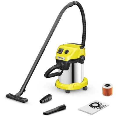 Пылесос хозяйственный KARCHER WD 3 PS, мусоросборник 17 л, мощность 1000 Вт, желтый, 1.628-190.0