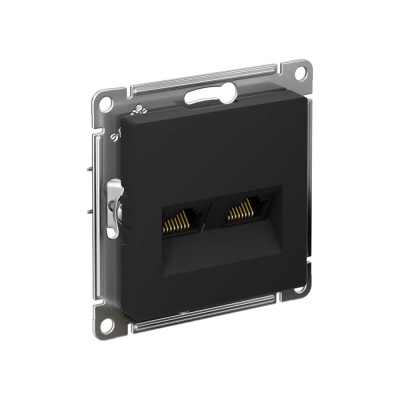 Механизм Systeme Electric (ранее Schneider Electric) серии AtlasDesign в цвете карбон двойной розетки компьютерной с