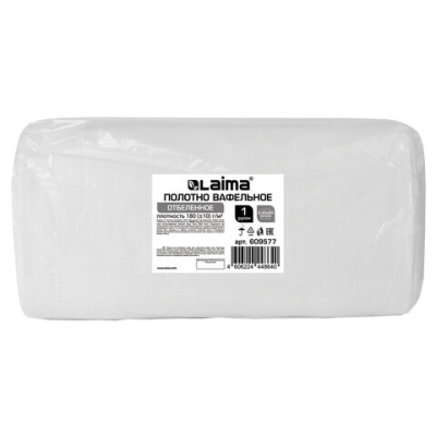 Полотно вафельное отбеленное LAIMA рулон 0,45x60м, в пакете, плотность 180(±10)г/м2