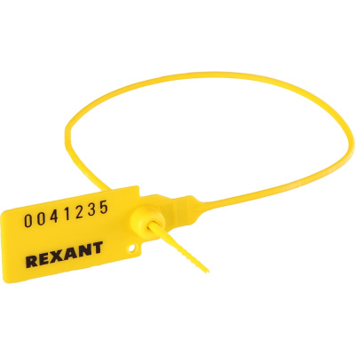 Пластиковая пломба REXANT длиной 320 мм снабжена уникальным номерным знаком