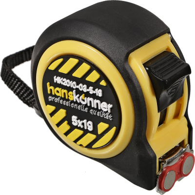 Рулетка Hanskonner 5x19 HK2010-03-5-19 оснащена полотном из углеродистой стали С60 с увеличенной толщиной по сравнению