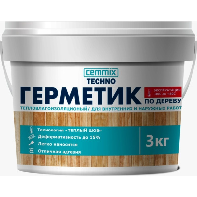 Акриловый герметик для дерева CEMMIX Теплый шов (сосна; 3 кг)