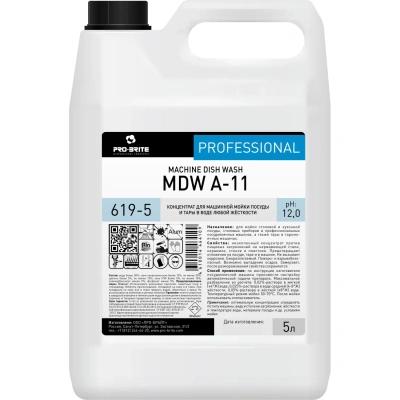 Средство для мытья посуды в посудомоечных машинах 5 л, PRO-BRITE MDW A-11, щелочное, концентрат, 619-5