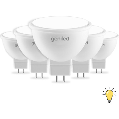 Светодиодная энергосберегающая лампа geniled GU5.3 MR16 6Вт 3000K 90Ra Софит 5 шт