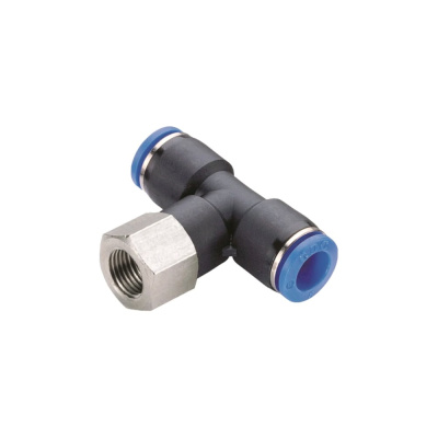 Фитинг цанговый тройник внутренняя резьба 1/4", диаметр 10 мм BlackWeld