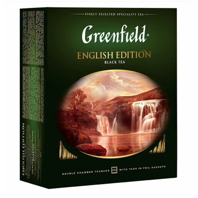 Чай GREENFIELD "English Edition" черный цейлонский, 100 пакетиков в конвертах по 2 г, 1383-09