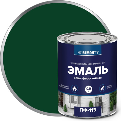 Эмаль PROREMONTT ПФ-115 зеленая, 0.9 кг