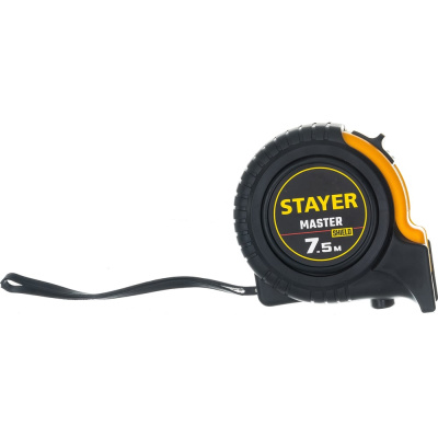 Рулетка Stayer MASTER 7,5м / 25мм в ударостойком обрезиненном корпусе