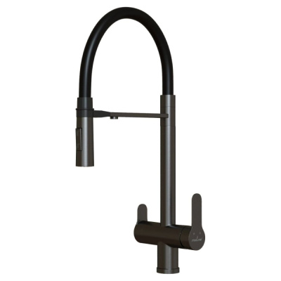 Смеситель для кухни MIXLINE 35k MLSS-0401BL черный гиб. излив магнит, подкл.к фильтру, ЧЕРНЫЙ ГРАФИТ