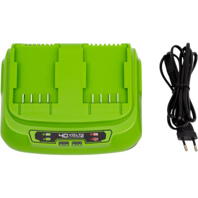 Быстрое зарядное устройство для 2-х аккумуляторов 40V GreenWorks
