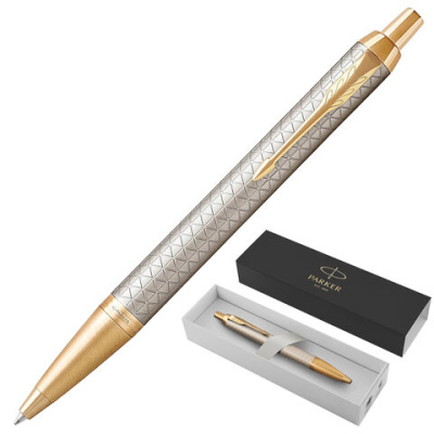 Ручка шариковая Parker "IM Premium Warm Silver GT" синяя, 1,0мм, кнопочн., подарочная упаковка