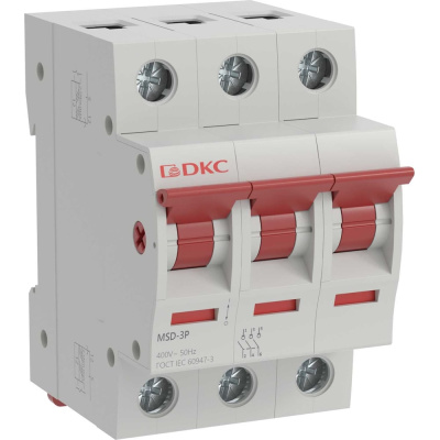 Модульный выключатель нагрузки DKC YON max типа MSD, 3 полюса, 63А 1 ШТ MSD 3P63 MSD-3P63