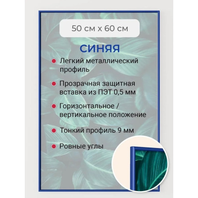 Фоторамка синяя алюминиевая рамка 50x60 см Niel-2bg- 50x60 Niel-2bg-50х60