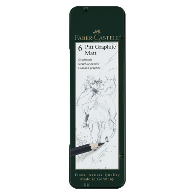 Набор карандашей ч/г матовых Faber-Castell "Pitt Graphite Matt" 2B, 4B, 6B, 8B, 10B, 12B, заточ., метал.кор