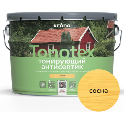 Пропитка для дерева KRONA Тонотекс для наружных и внутренних работ, сосна 9 л
